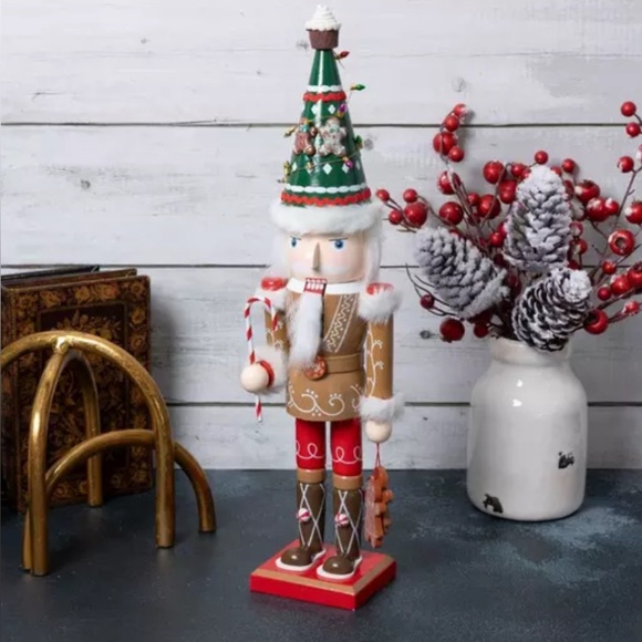 Gingerbread Nutcracker Nutcracker with Christmas Tree Hat - Picture 1 of 4
